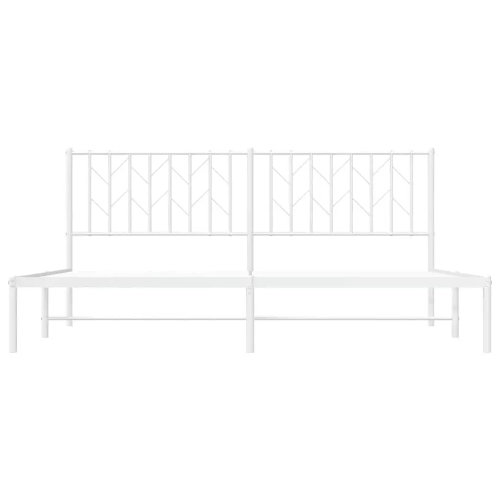 Metal Bed Frame King White Steel 183x203cm with Headboard and Storage