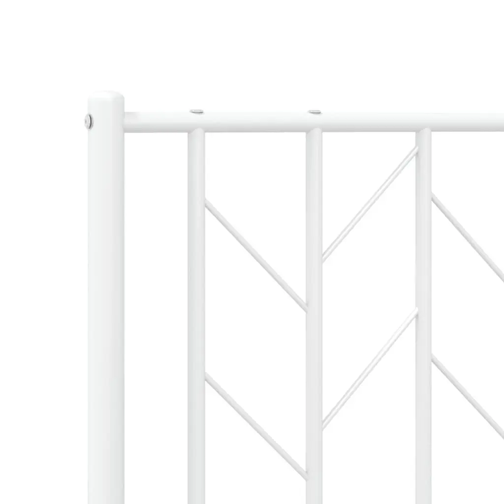 Metal Bed Frame King White Steel 183x203cm with Headboard and Storage