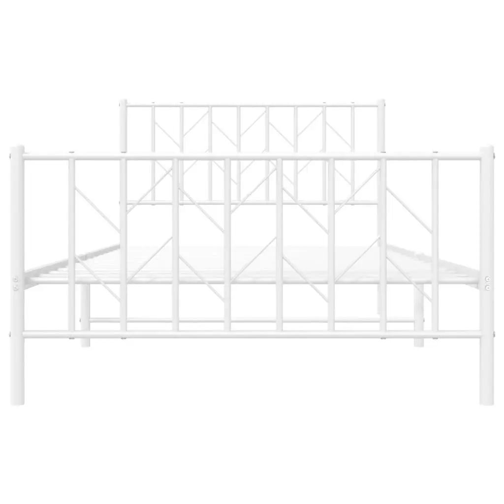 White Metal Bed Frame King Single 107x203cm with Footboard