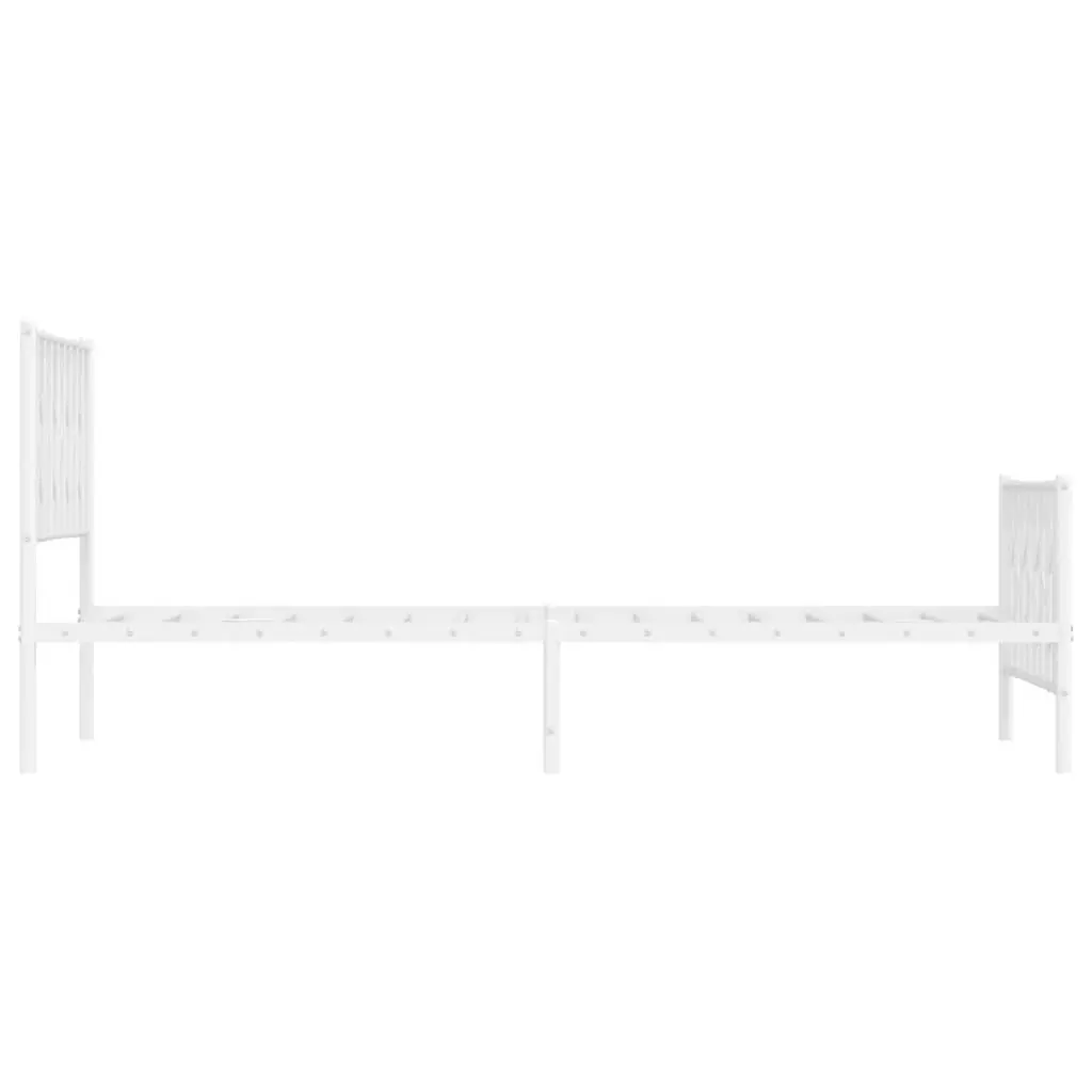 White Metal Bed Frame King Single 107x203cm with Footboard