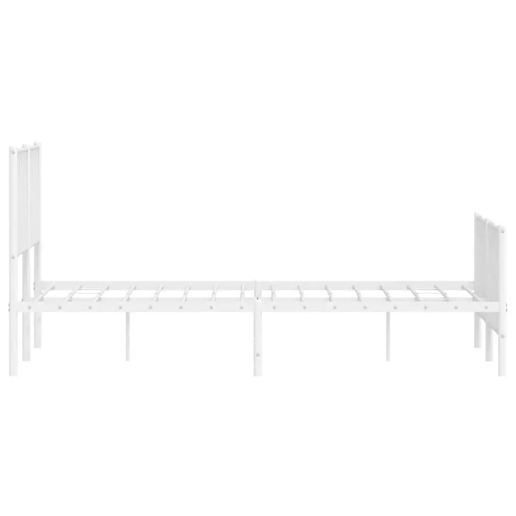 White Steel Bed Frame 135x190 cm with Headboard