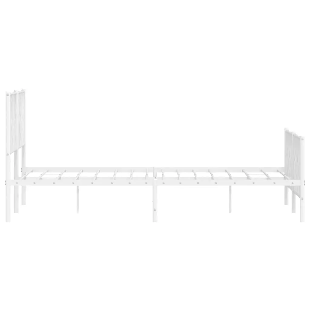 White Metal Bed Frame with Footboard Storage 150x200 cm