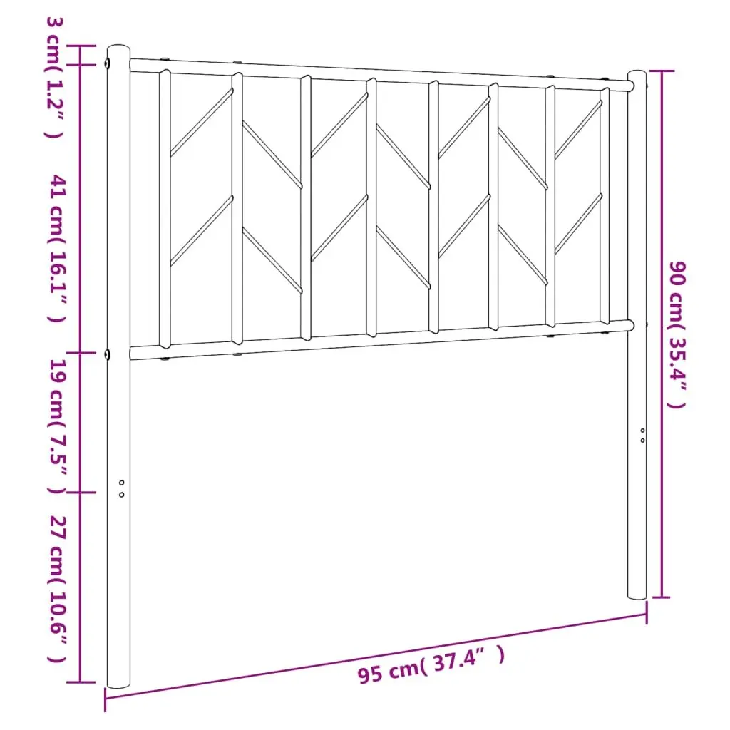 Metal Headboard White 90cm Steel Bedroom Furniture