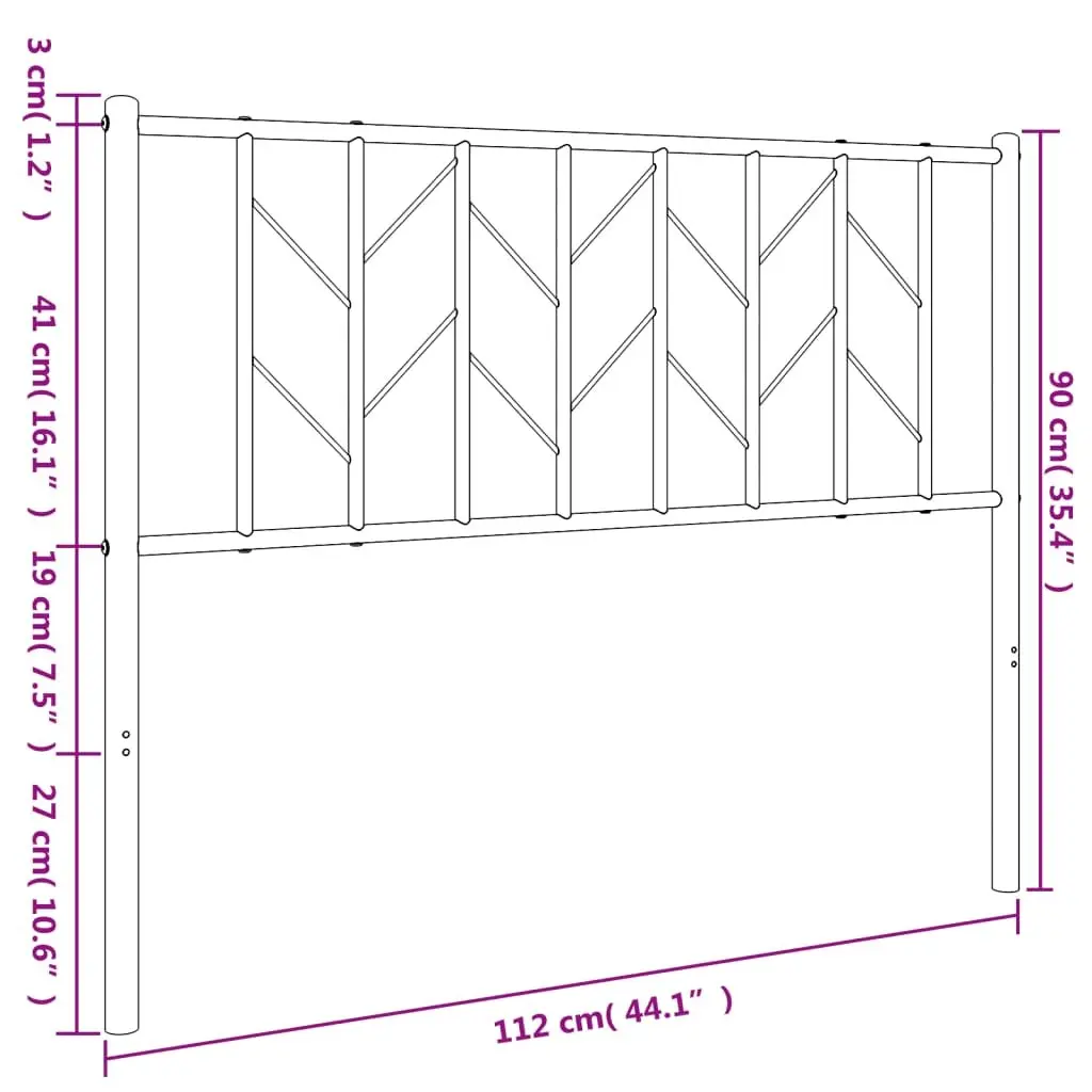 Metal Headboard White 107cm Steel Bed Frame Head Support