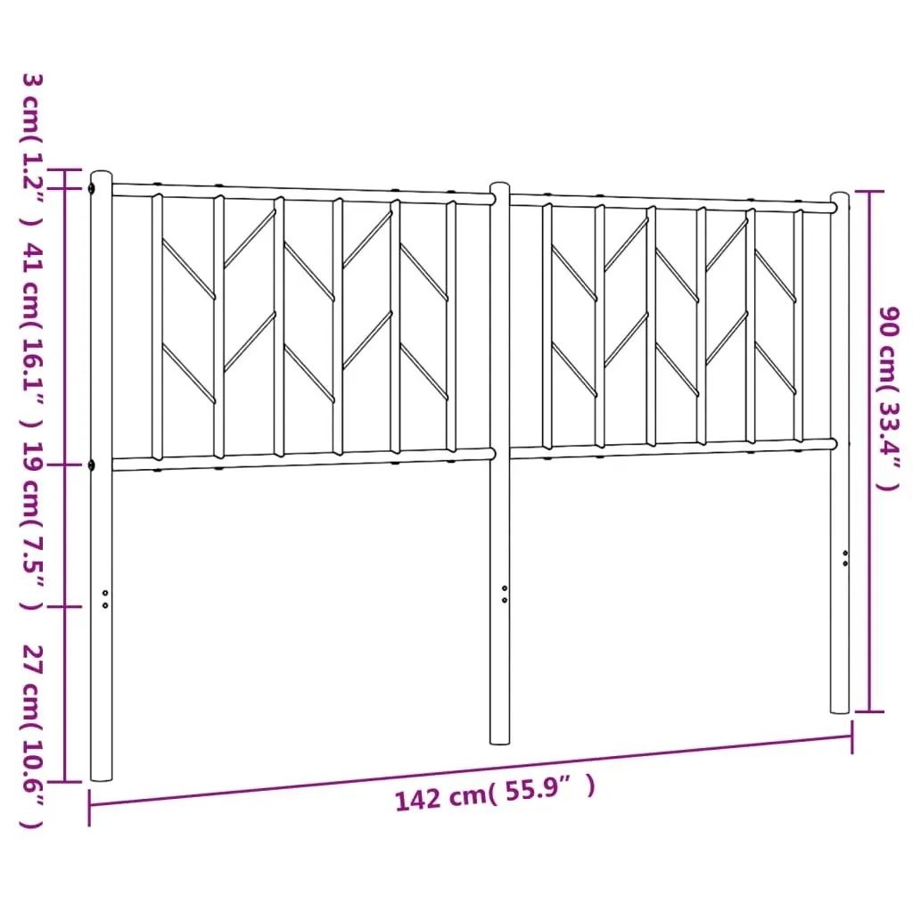 Metal Headboard White 135cm Bed Header Steel Frame Bedroom Furniture