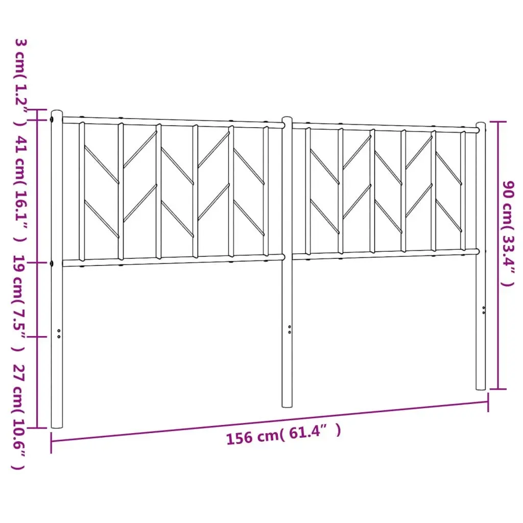 Metal Headboard White 150cm Steel Frame Bedroom Furniture