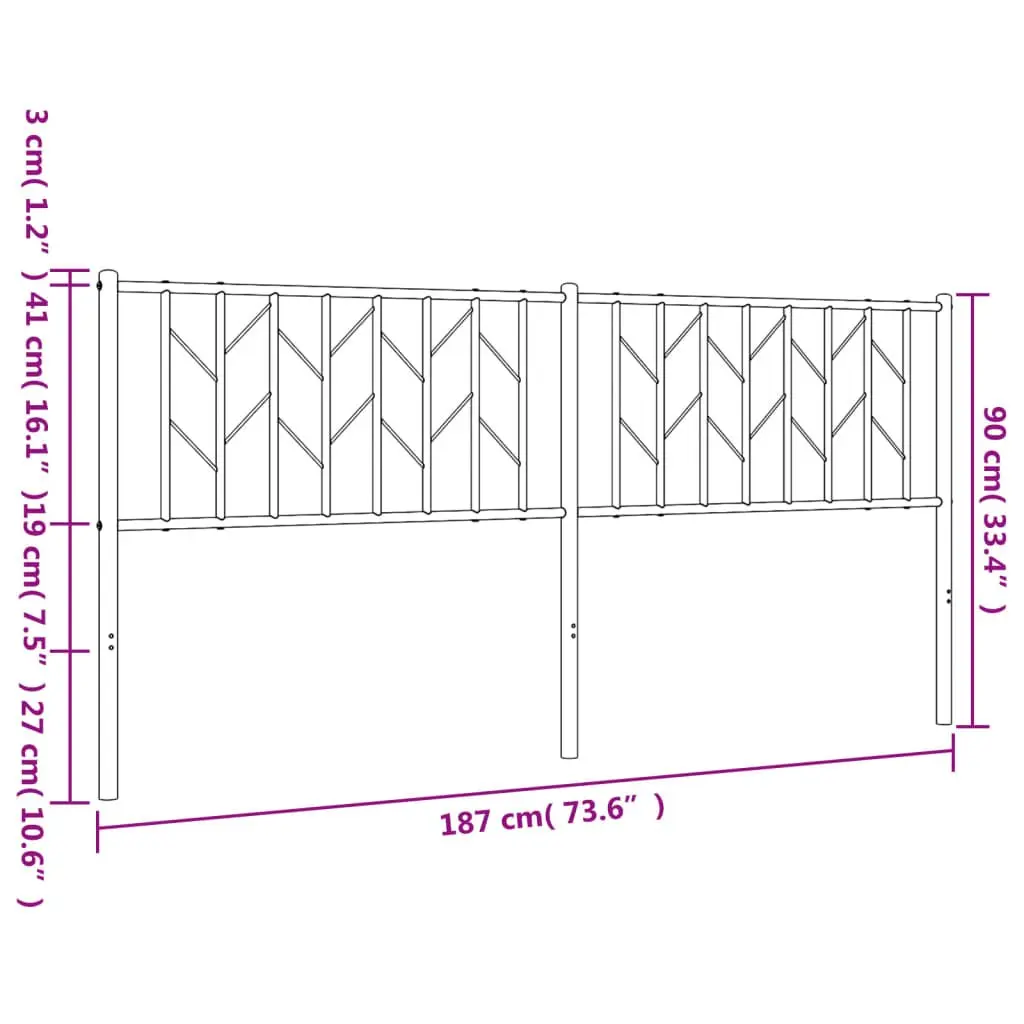 Metal Headboard White 180cm Steel Bed Header Frame