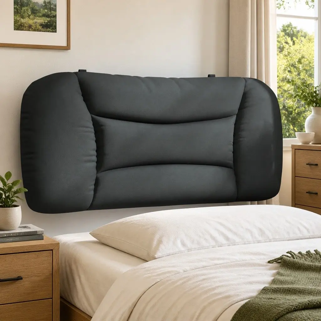 Fabric Headboard Cushion Wall Mount Back Support 90cm Dark Grey