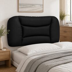 Black Faux Leather Headboard Cushion 90 cm
