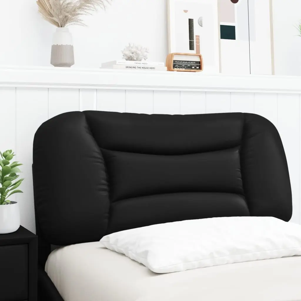 Wall Mounted Bed Pillow Faux Leather Upholstered Cushion Black 90cm Supportive Headboard