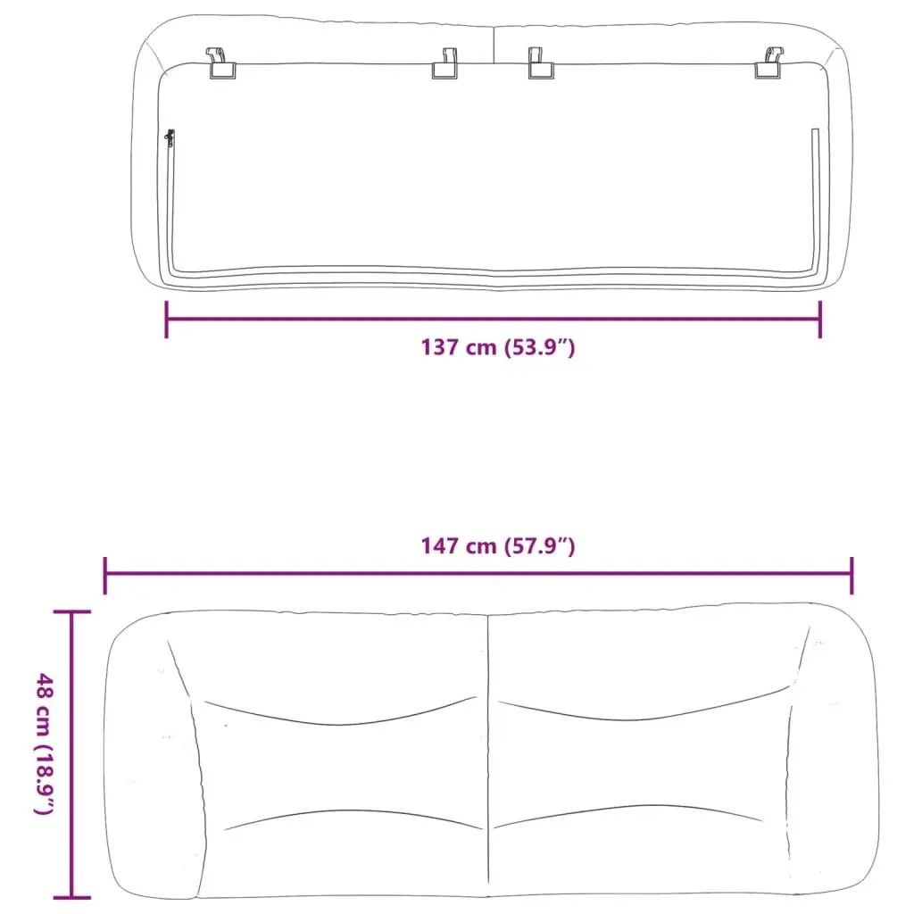 Headboard Cushion Black 137cm Upholstered Pillow Support Wall Mounted