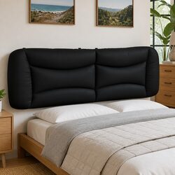 Black Faux Leather Upholstered Headboard Cushion 180cm