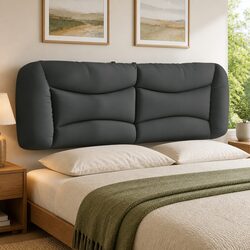 Upholstered Pillow Headboard Cushion for Queen Bed - Dark Grey 152cm