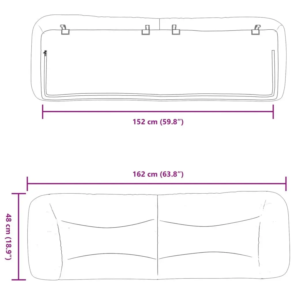 Headboard Cushion Upholstered Dark Grey 152cm Fabric for Queen Bed