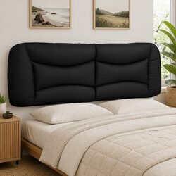 Wall-Mounted Black Faux Leather Headboard Cushion 152cm
