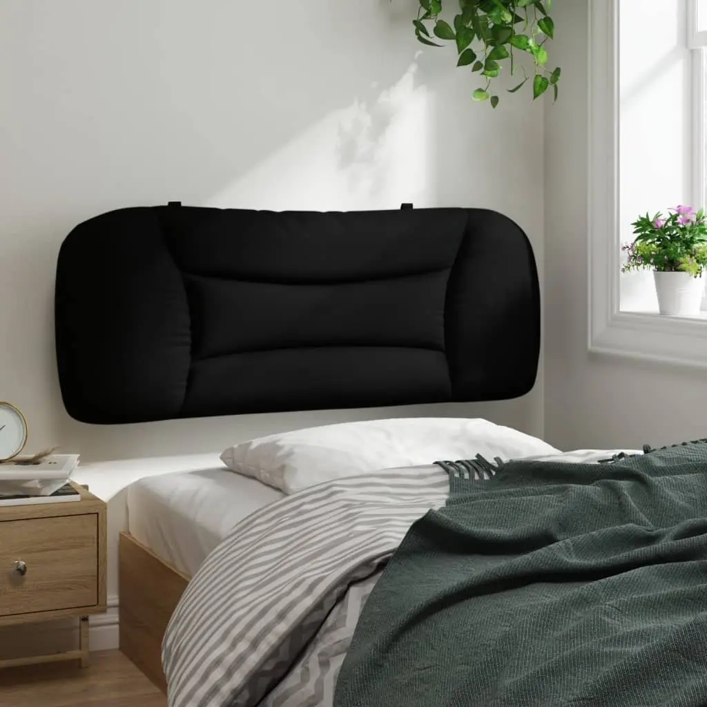 Headboard Cushion King Single Upholstered Bed Pillow Wavy Design Black Fabric