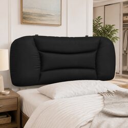King Single Black Faux Leather Headboard Cushion 107cm
