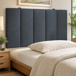 90cm Grey Velvet Headboard Cushion for Beds