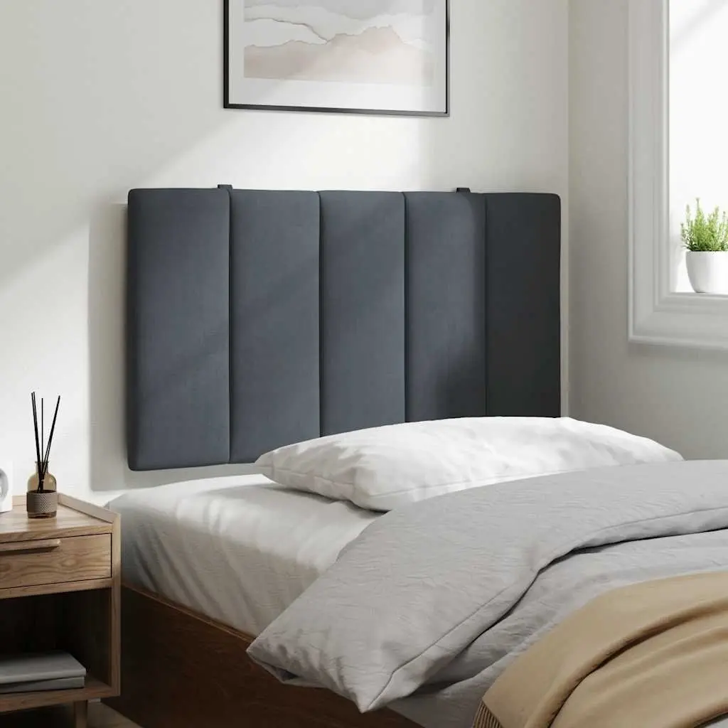 Headboard Cushion Grey Velvet 90cm Upholstered Wall Mount Pillow