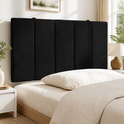 Velvet Headboard Cushion 90 cm Black Wall Mount Decor