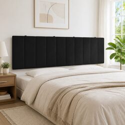 Velvet Headboard Cushion Black 180cm Wall-Mounted Pillow