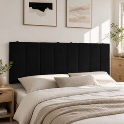 Upholstered Black Velvet Headboard Cushion for Queen Beds