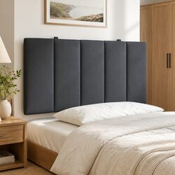 Stylish King Single Headboard Cushion in Grey Velvet