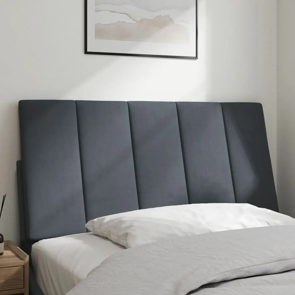 Headboard Cushion Grey Velvet 107cm King Single Foam Padded Wall Mount