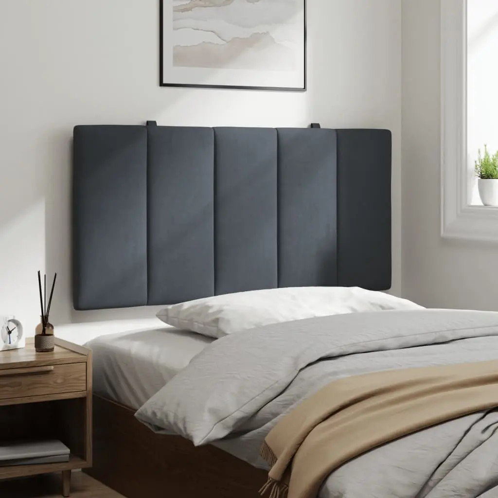 Headboard Cushion Grey Velvet 107cm King Single Foam Padded Wall Mount