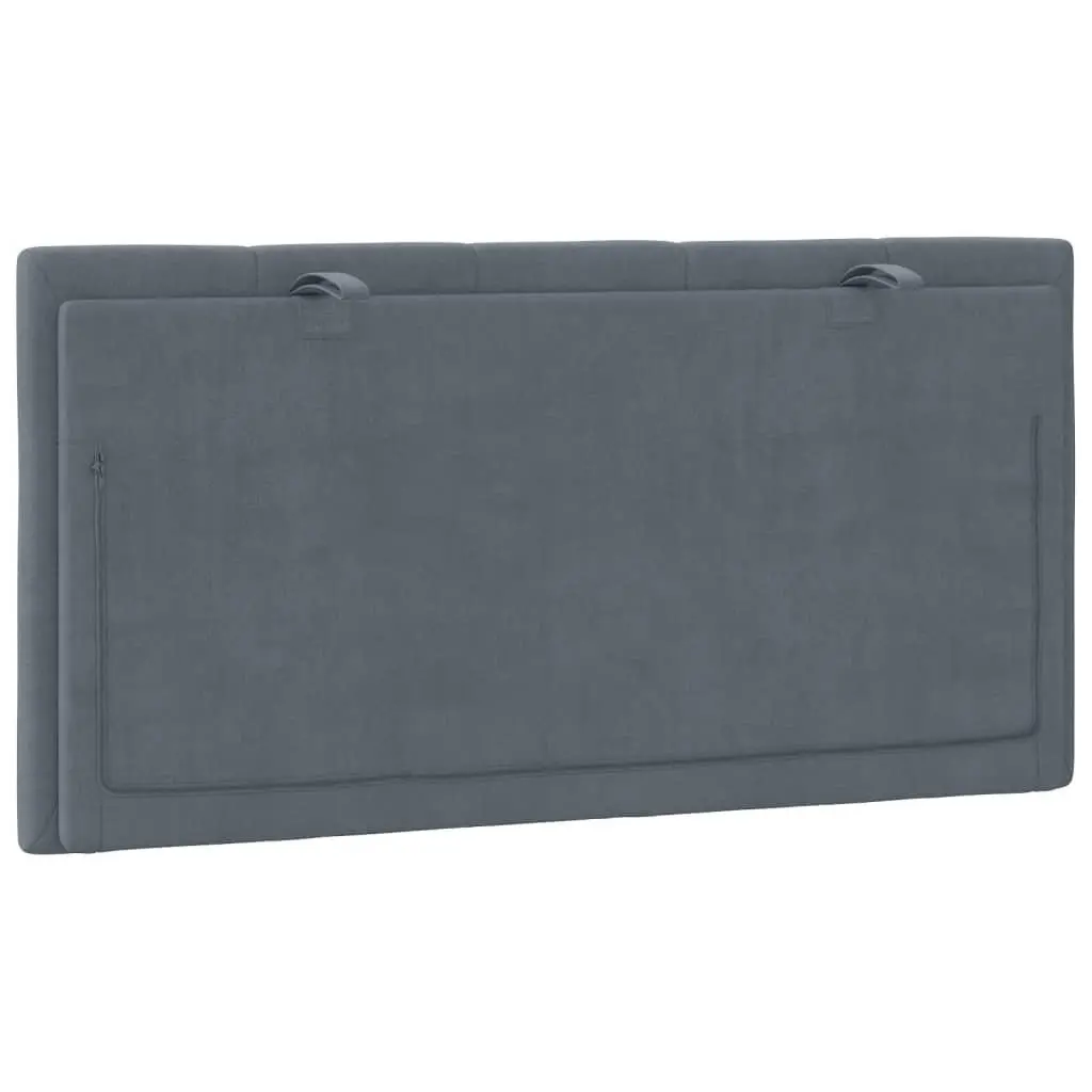 Headboard Cushion Grey Velvet 107cm King Single Foam Padded Wall Mount