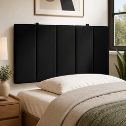 Black Velvet King Single Headboard Cushion 107cm