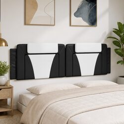 Black and White Faux Leather Headboard Cushion 180cm
