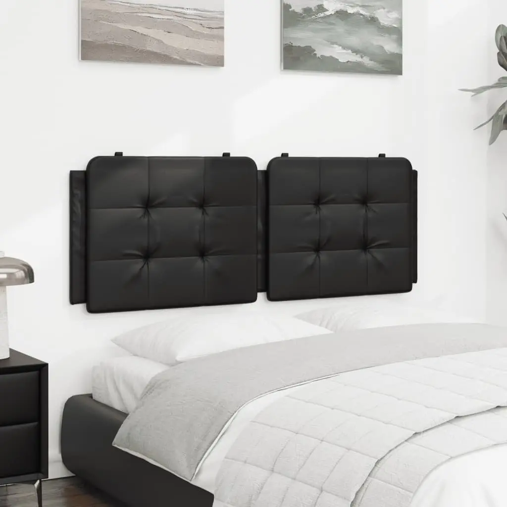 Headboard Cushion Black 137cm Wall Mounted Faux Leather Foam Padded