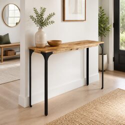 Brown Mango Wood Console Table with Iron Legs