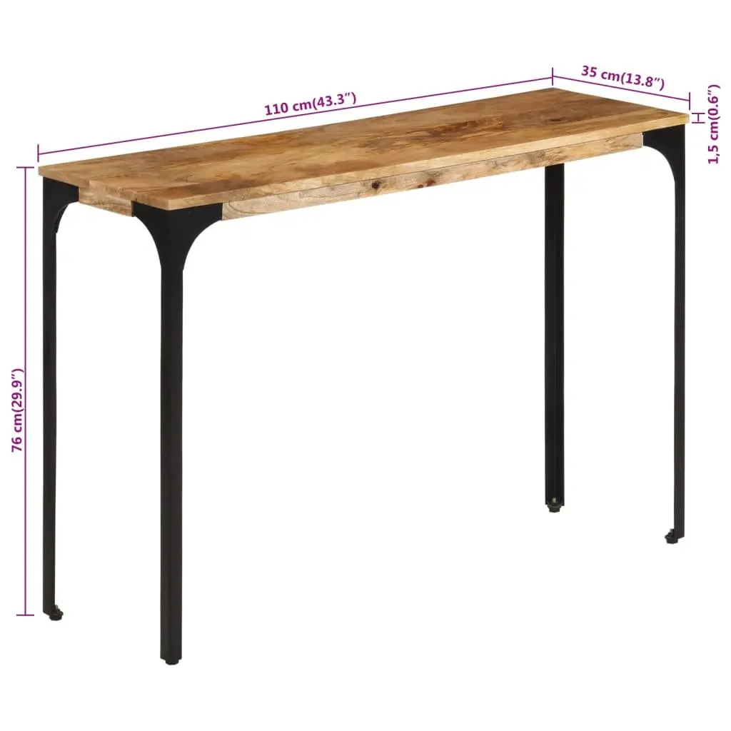 Brown Mango Wood Console Table with Iron Legs