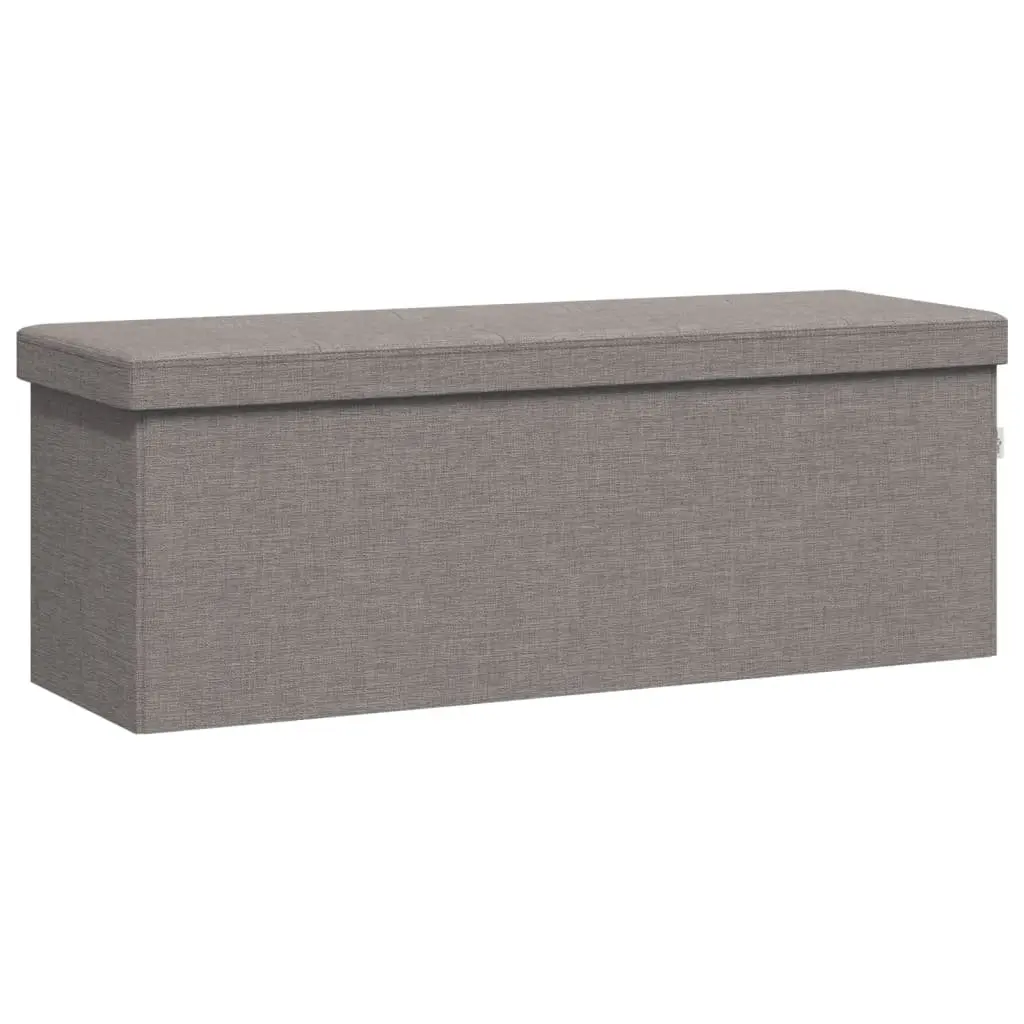 Storage Bench Foldable Grey Upholstered Seat Box Engineered Wood Faux Linen