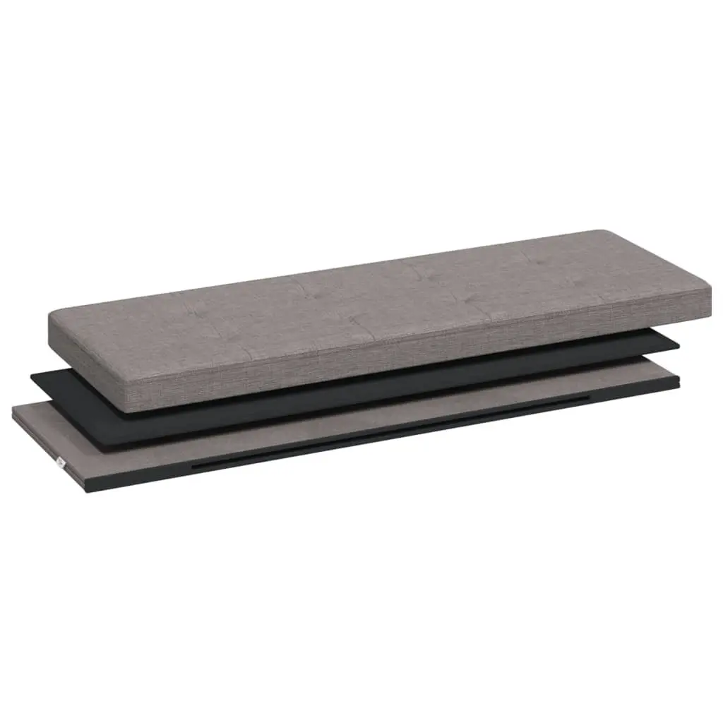 Storage Bench Foldable Grey Upholstered Seat Box Engineered Wood Faux Linen