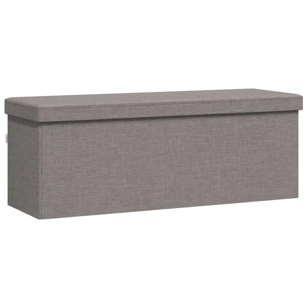 Storage Bench Foldable Grey Upholstered Seat Box Engineered Wood Faux Linen