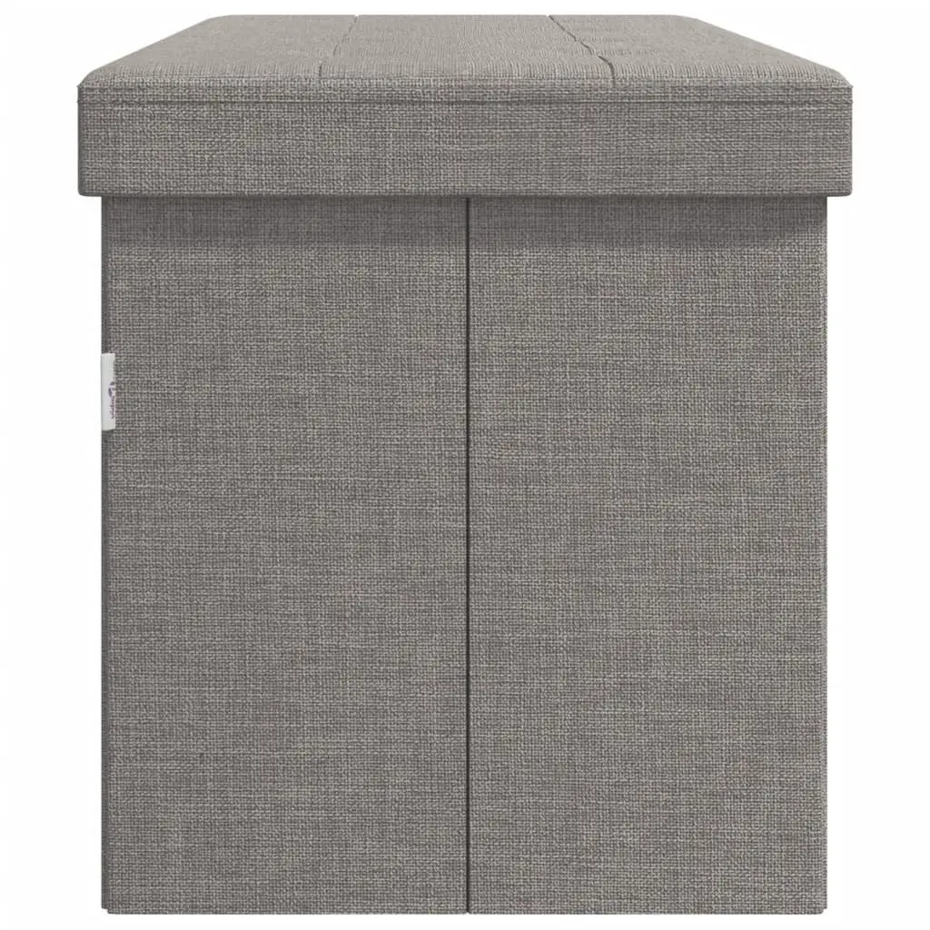 Storage Bench Foldable Grey Upholstered Seat Box Engineered Wood Faux Linen
