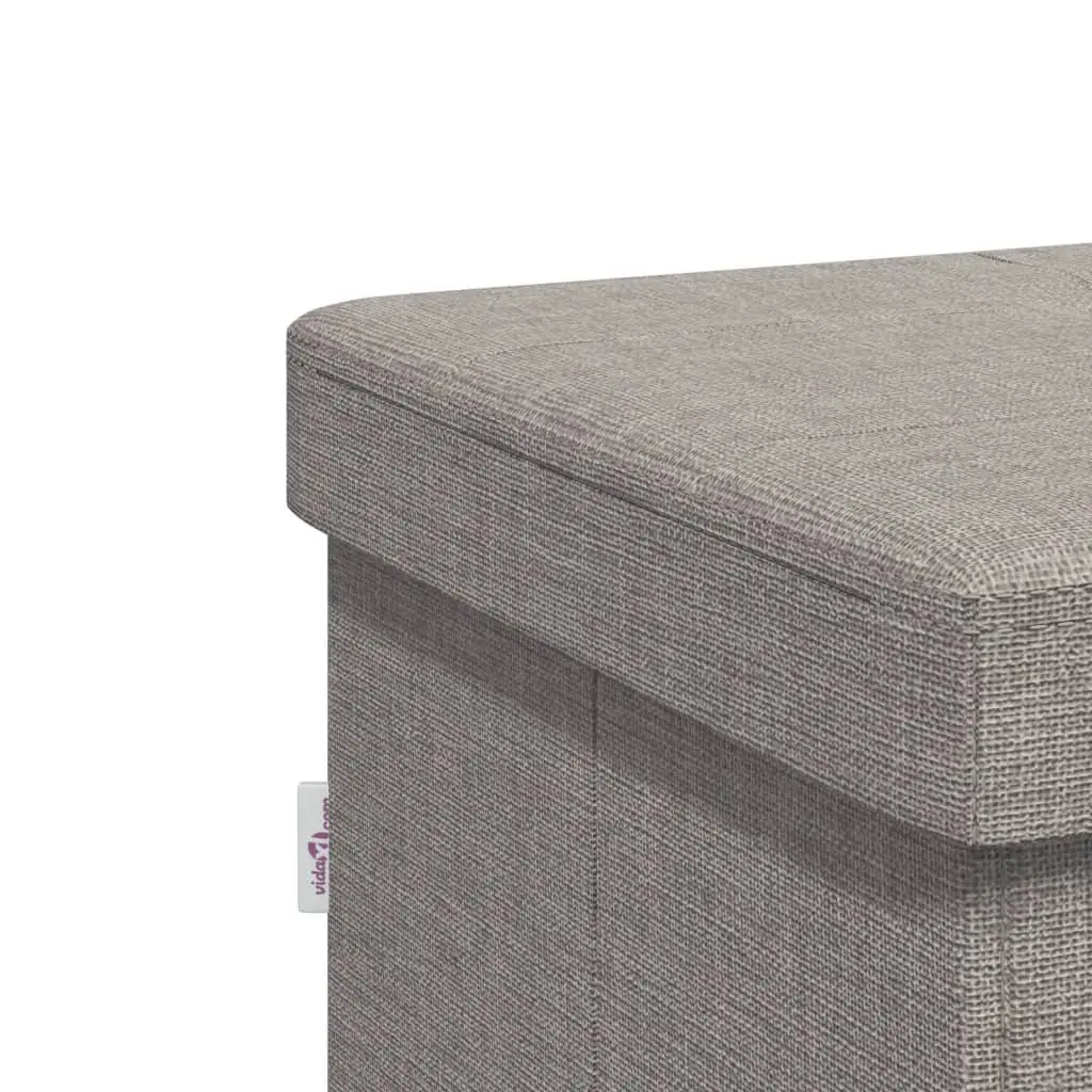 Storage Bench Foldable Grey Upholstered Seat Box Engineered Wood Faux Linen