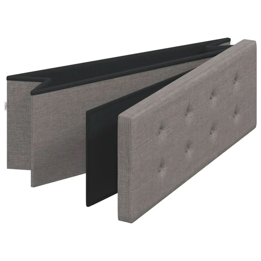 Storage Bench Foldable Grey Upholstered Seat Box Engineered Wood Faux Linen