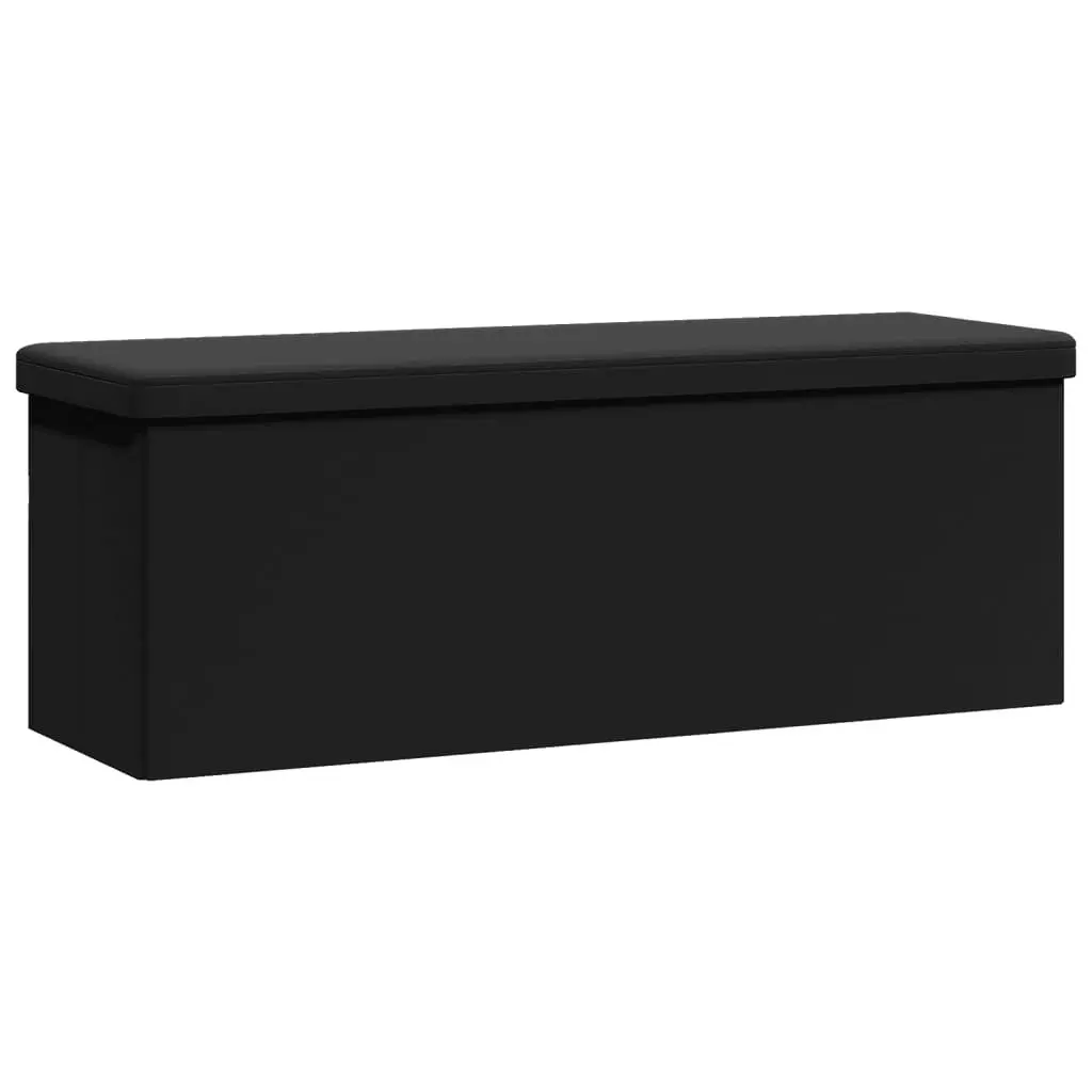Storage Bench Foldable Black PVC Seat Ottoman Hallway Entryway Furniture Box