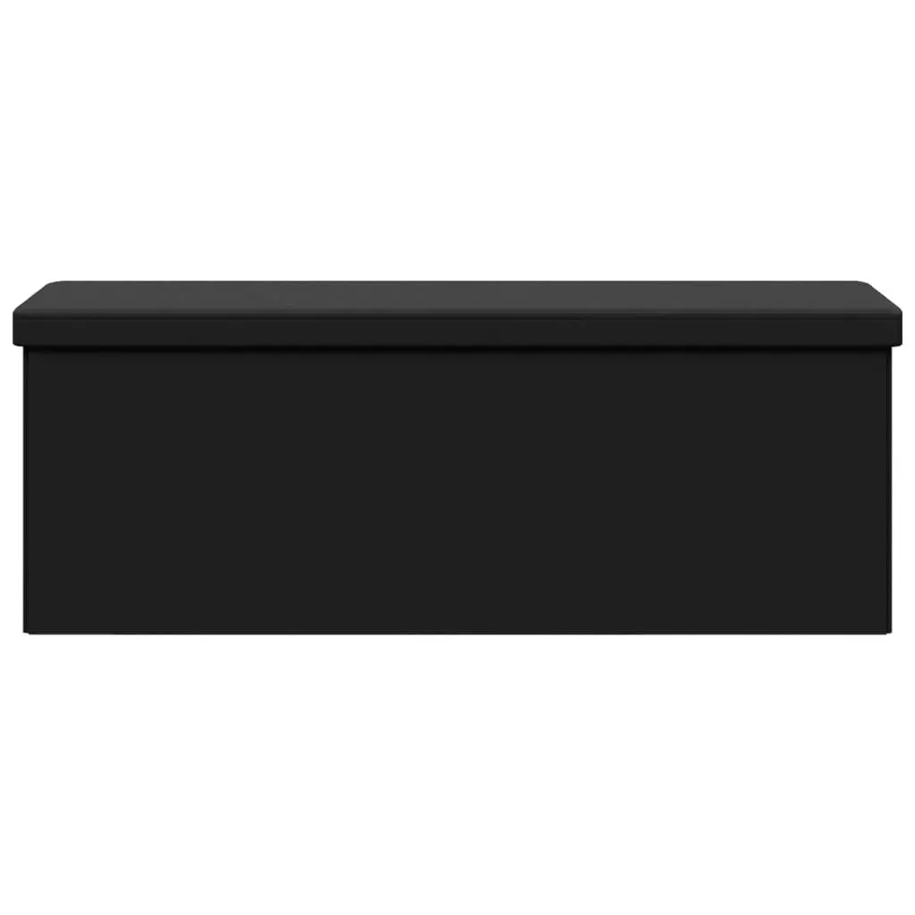 Storage Bench Foldable Black PVC Seat Ottoman Hallway Entryway Furniture Box
