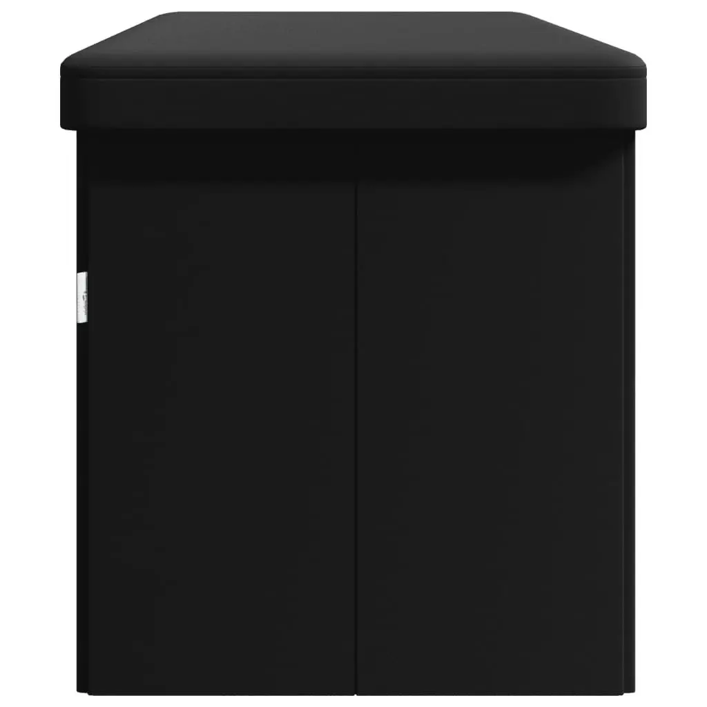 Storage Bench Foldable Black PVC Seat Ottoman Hallway Entryway Furniture Box