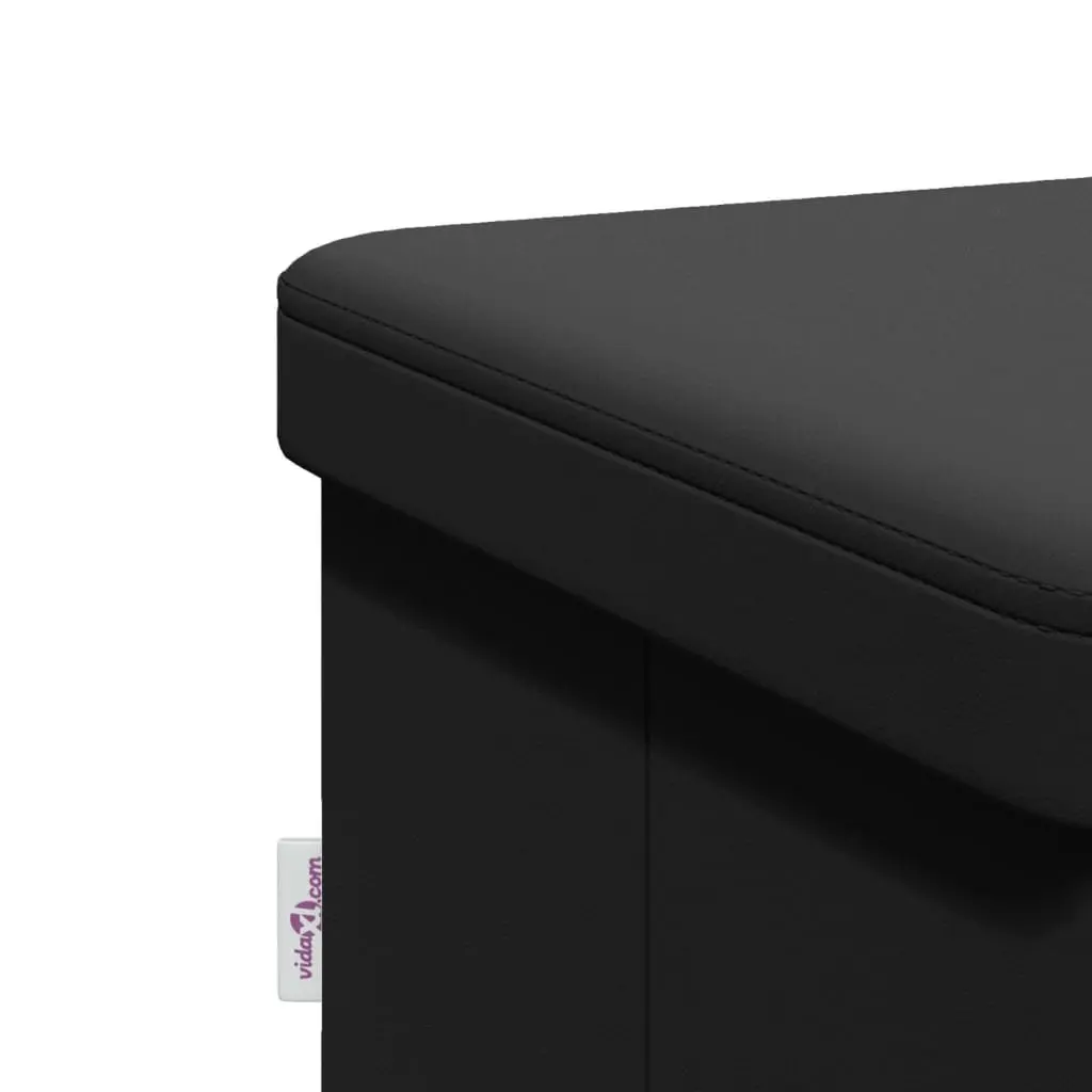 Storage Bench Foldable Black PVC Seat Ottoman Hallway Entryway Furniture Box
