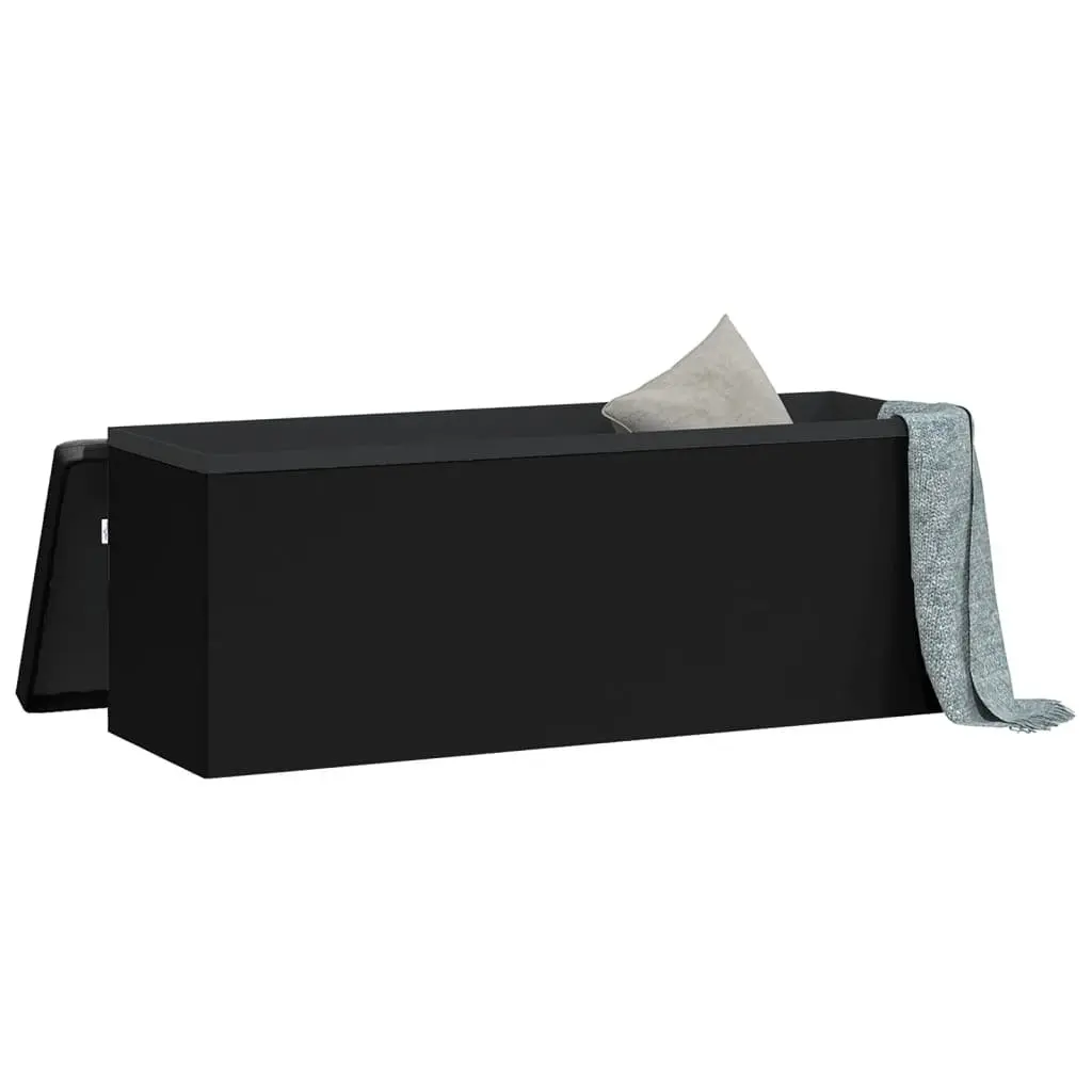 Storage Bench Foldable Black PVC Seat Ottoman Hallway Entryway Furniture Box