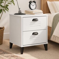 White Engineered Wood Bedside Cabinet for Bedroom
