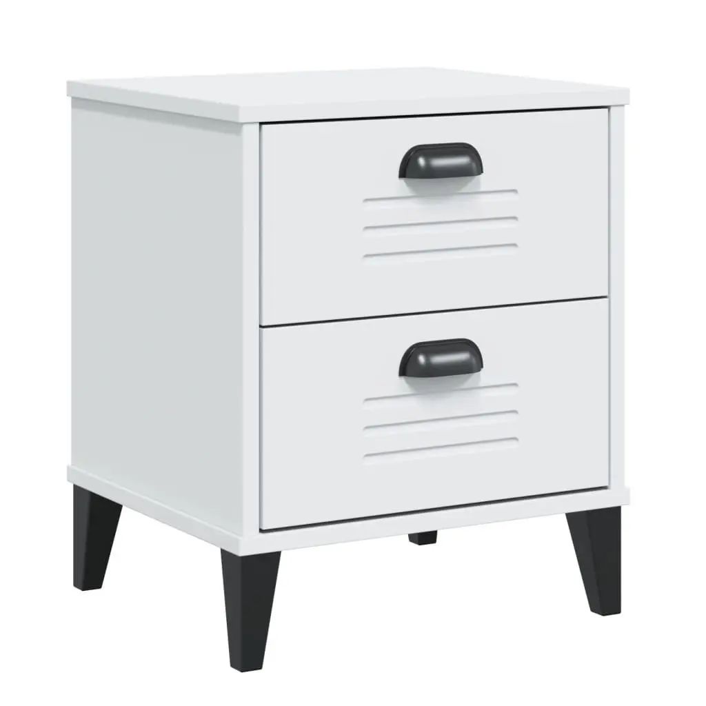 Engineered Wood Nightstand White Storage Cabinet for Bedroom or Living Room