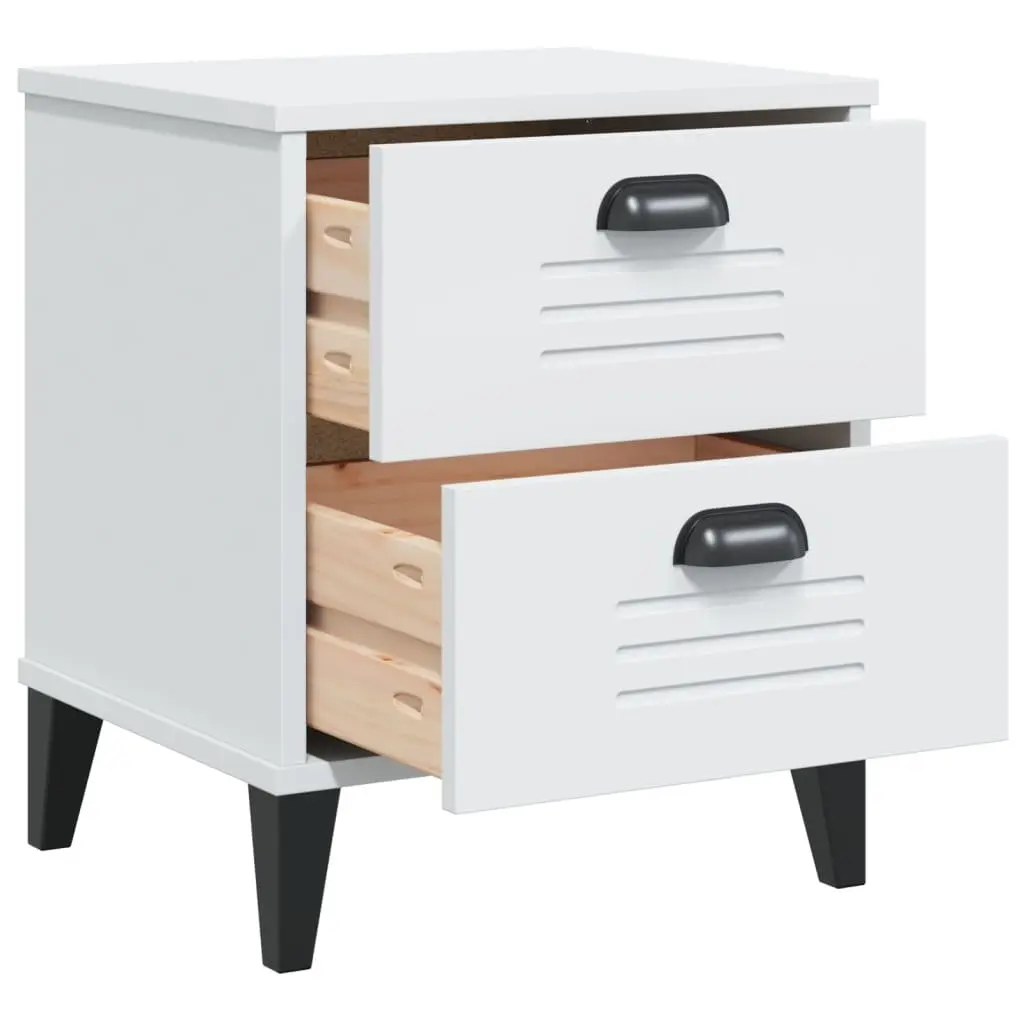 Engineered Wood Nightstand White Storage Cabinet for Bedroom or Living Room