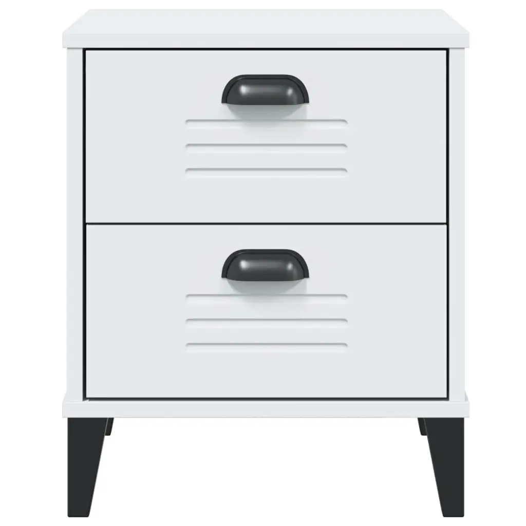 Engineered Wood Nightstand White Storage Cabinet for Bedroom or Living Room